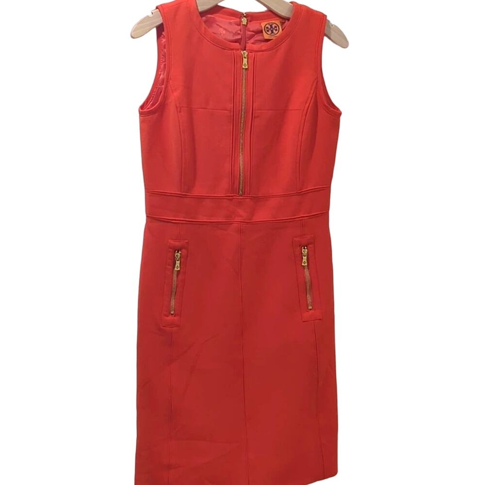 Tory Burch Mariel Orange 1/2 Zip Wool Blend Mini Dress Women's Size 4